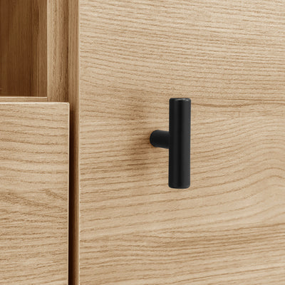 Meuble TV Design Moderne Bois Naturel et Noir avec Rangement Polyvalent VRAASTRIK