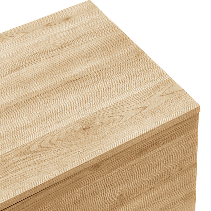 Meuble TV Design Moderne Bois Naturel et Noir avec Rangement Polyvalent VRAASTRIK