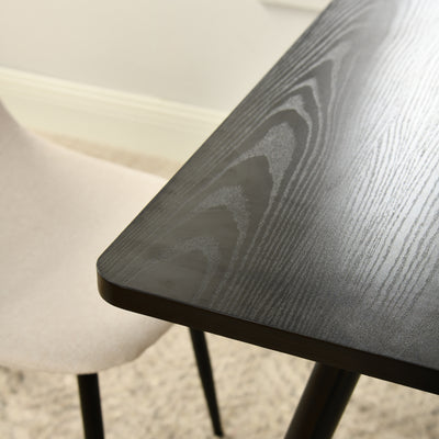 Rectangular extendable dining table black wood effect Scandinavian style gold dot legs 120-160 WHALEN DARK WOOD STRETCH TABLE BG