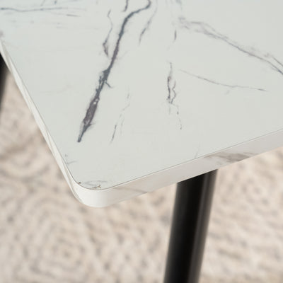 Scandinavian style rectangular white marble effect dining table 120x75cm WHALEN WHITE MARBLE TABLE 120 KD