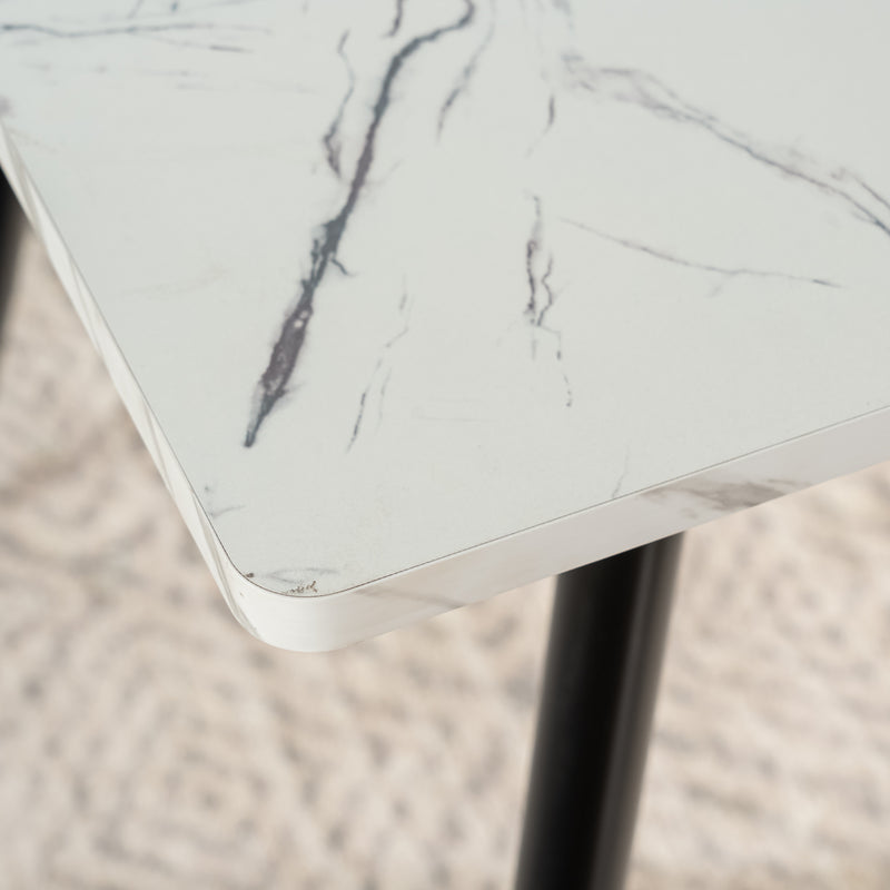 Scandinavian style rectangular white marble effect dining table 120x75cm WHALEN WHITE MARBLE TABLE 120 KD