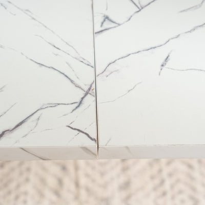 Scandinavian style rectangular white marble effect dining table 120x75cm WHALEN WHITE MARBLE TABLE 120 KD
