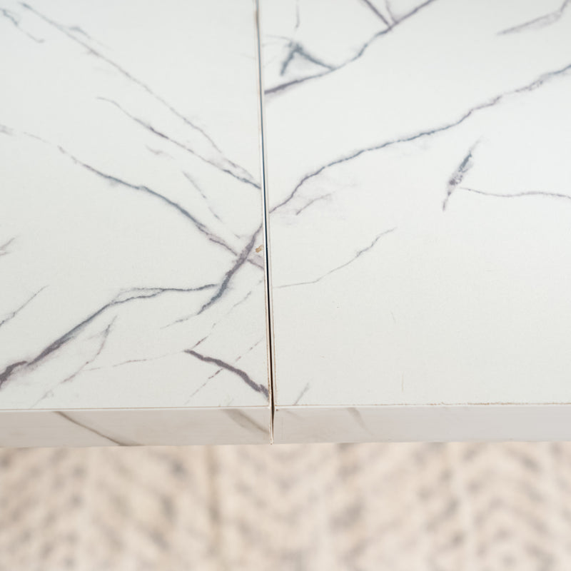 Scandinavian style rectangular white marble effect dining table 120x75cm WHALEN WHITE MARBLE TABLE 120 KD