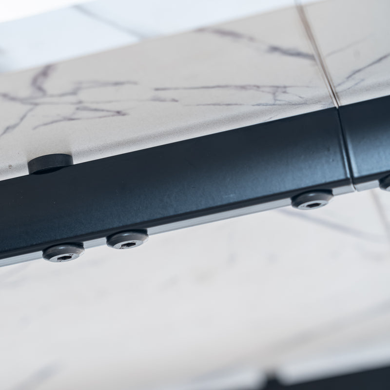 Scandinavian style rectangular white marble effect dining table 120x75cm WHALEN WHITE MARBLE TABLE 120 KD