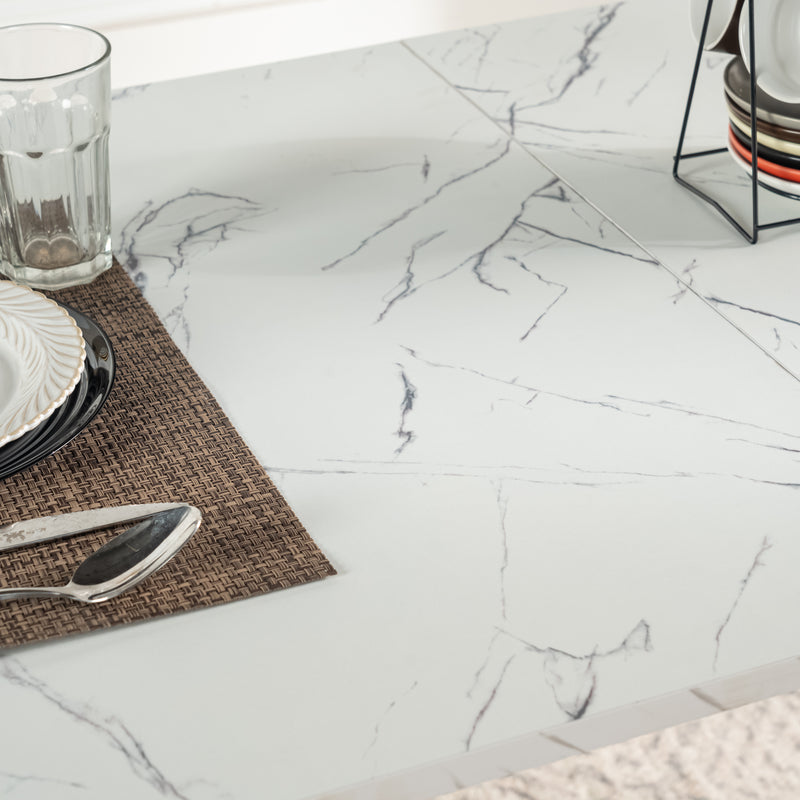 Scandinavian style rectangular white marble effect dining table 120x75cm WHALEN WHITE MARBLE TABLE 120 KD