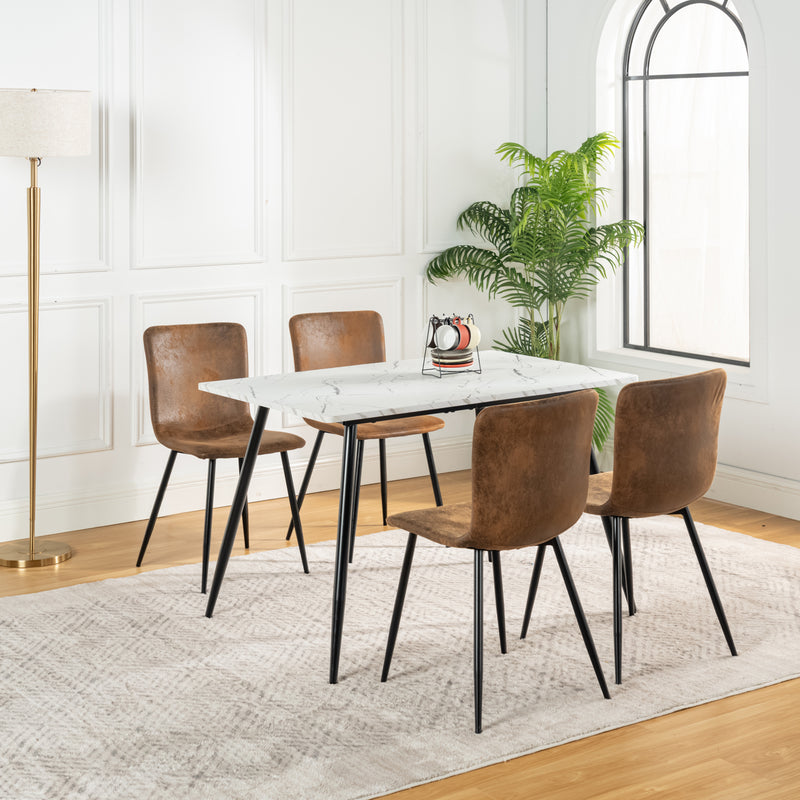 Scandinavian style rectangular white marble effect dining table 120x75cm WHALEN WHITE MARBLE TABLE 120 KD