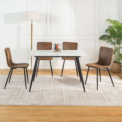 Scandinavian style rectangular white marble effect dining table 120x75cm WHALEN WHITE MARBLE TABLE 120 KD