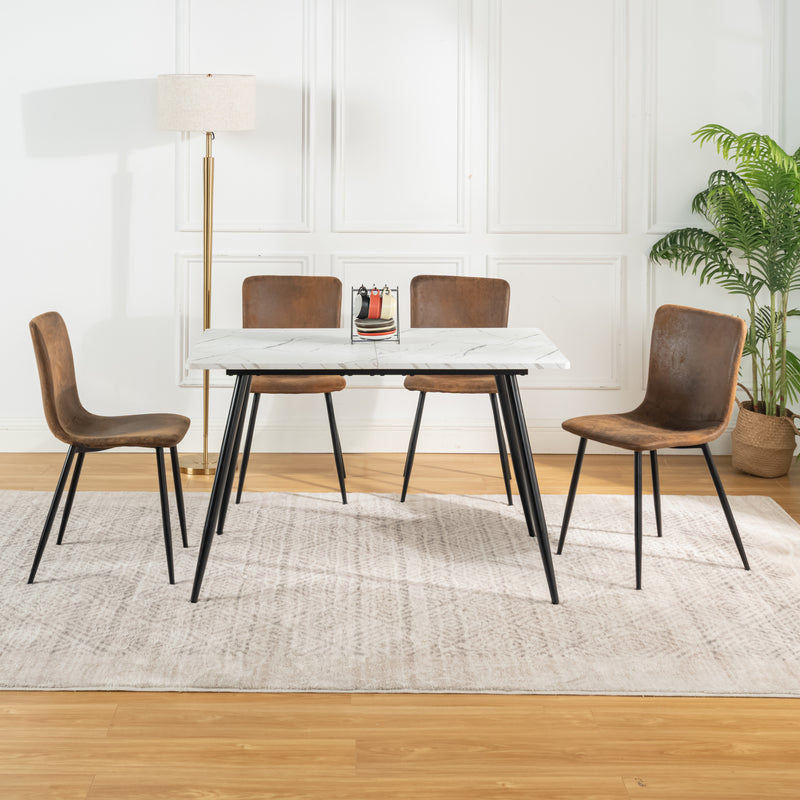 Scandinavian style rectangular white marble effect dining table 120x75cm WHALEN WHITE MARBLE TABLE 120 KD