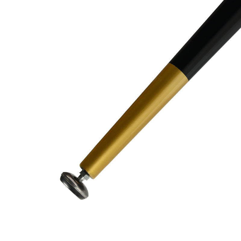 Rectangular extendable dining table black wood effect Scandinavian style gold dot legs 120-160 WHALEN DARK WOOD STRETCH TABLE BG