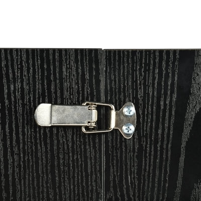 Rectangular extendable dining table black wood effect Scandinavian style gold dot legs 120-160 WHALEN DARK WOOD STRETCH TABLE BG