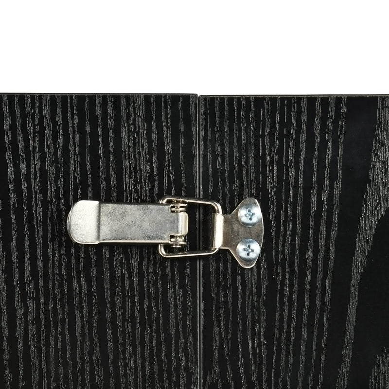 Rectangular extendable dining table black wood effect Scandinavian style gold dot legs 120-160 WHALEN DARK WOOD STRETCH TABLE BG