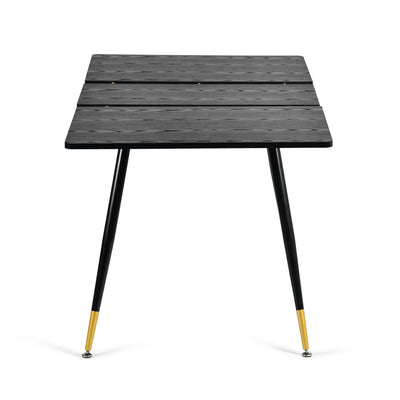 Rectangular extendable dining table black wood effect Scandinavian style gold dot legs 120-160 WHALEN DARK WOOD STRETCH TABLE BG