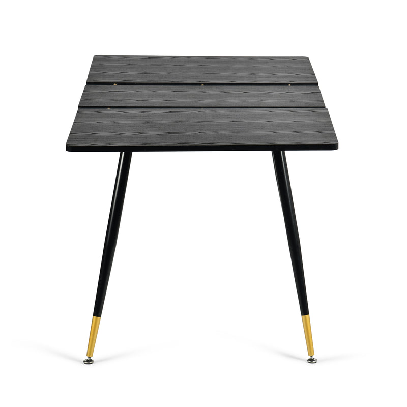 Rectangular extendable dining table black wood effect Scandinavian style gold dot legs 120-160 WHALEN DARK WOOD STRETCH TABLE BG