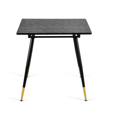 Rectangular extendable dining table black wood effect Scandinavian style gold dot legs 120-160 WHALEN DARK WOOD STRETCH TABLE BG