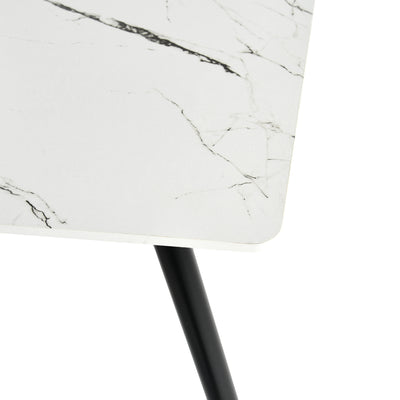 Rectangular dining table in white marble effect, Scandinavian style, gold dot legs 110x70cm WHALEN MARBLE TABLE BG