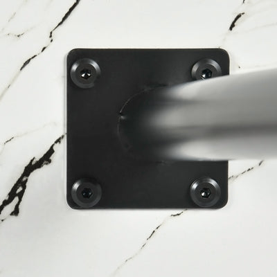 Rectangular dining table in white marble effect, Scandinavian style, gold dot legs 110x70cm WHALEN MARBLE TABLE BG