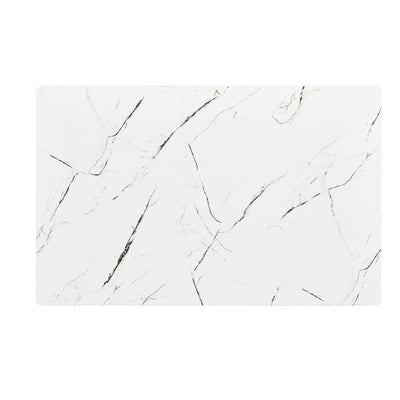 Rectangular dining table in white marble effect, Scandinavian style, gold dot legs 110x70cm WHALEN MARBLE TABLE BG