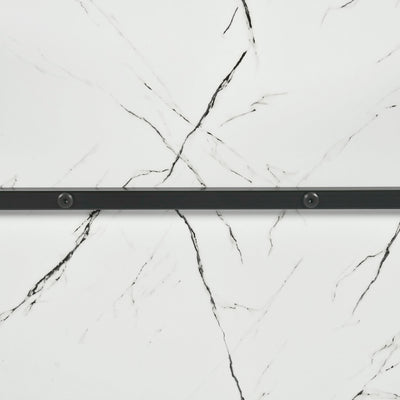 Rectangular dining table in white marble effect, Scandinavian style, gold dot legs 110x70cm WHALEN MARBLE TABLE BG