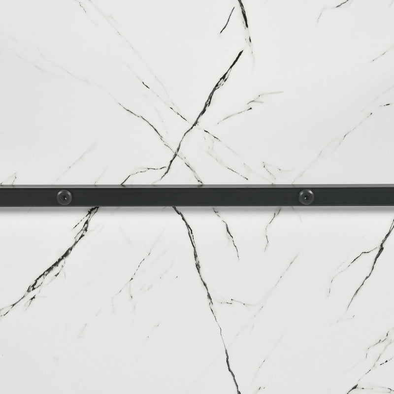 Rectangular dining table in white marble effect, Scandinavian style, gold dot legs 110x70cm WHALEN MARBLE TABLE BG