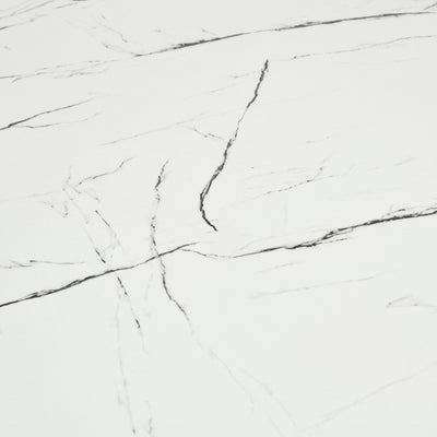 Rectangular dining table in white marble effect, Scandinavian style, gold dot legs 110x70cm WHALEN MARBLE TABLE BG