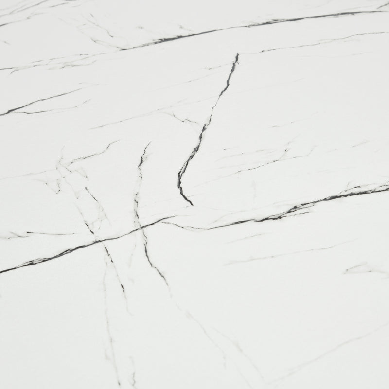 Rectangular dining table in white marble effect, Scandinavian style, gold dot legs 110x70cm WHALEN MARBLE TABLE BG