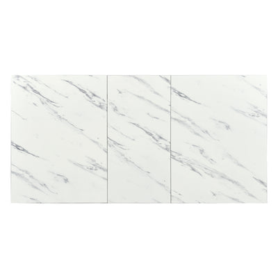 White marble effect Scandinavian style rectangular extendable dining table with black legs 120-160 WHALEN WHITE MARBLE STRETCH TABLE BG