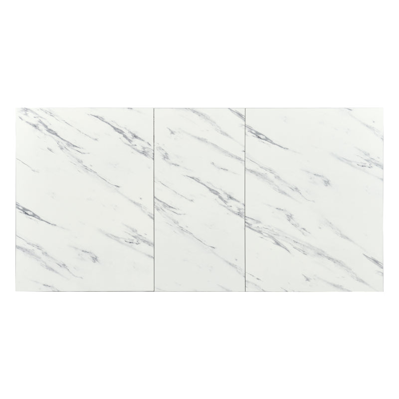 White marble effect Scandinavian style rectangular extendable dining table with black legs 120-160 WHALEN WHITE MARBLE STRETCH TABLE BG
