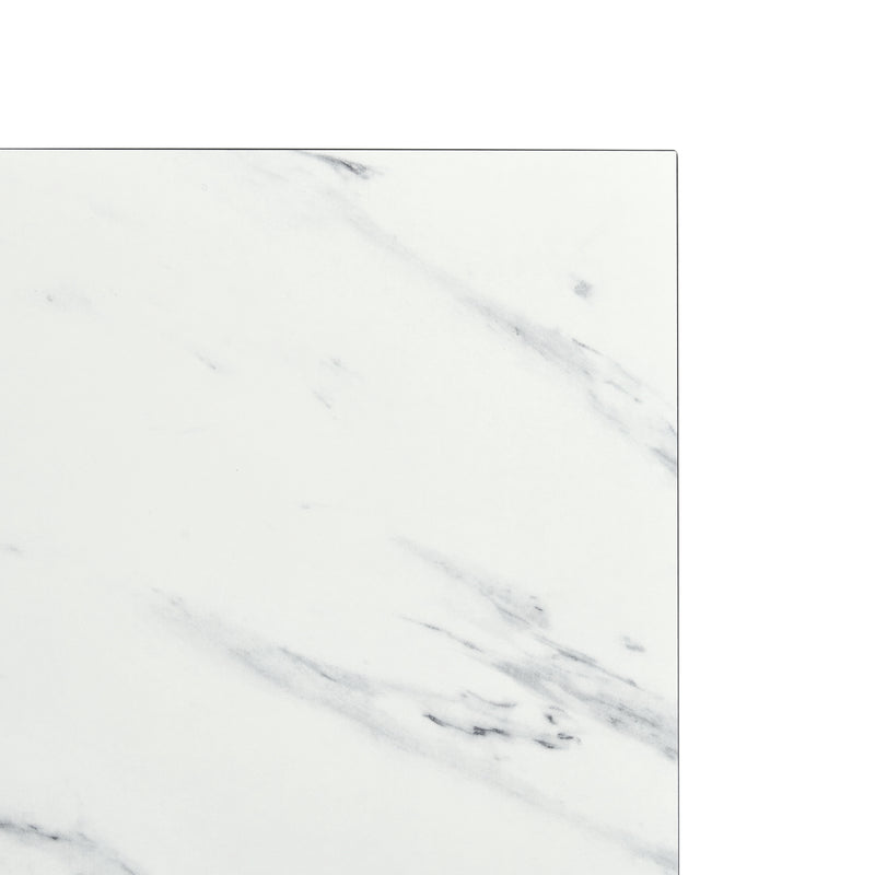 White marble effect Scandinavian style rectangular extendable dining table with black legs 120-160 WHALEN WHITE MARBLE STRETCH TABLE BLACK LEG