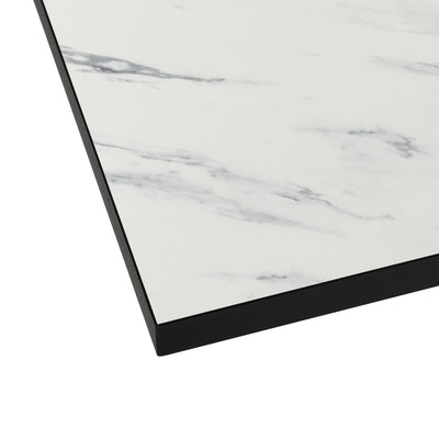 White marble effect Scandinavian style rectangular extendable dining table with black legs 120-160 WHALEN WHITE MARBLE STRETCH TABLE BLACK LEG