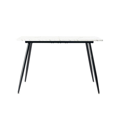 Scandinavian style rectangular white marble effect dining table 120x75cm WHALEN WHITE MARBLE TABLE 120 KD