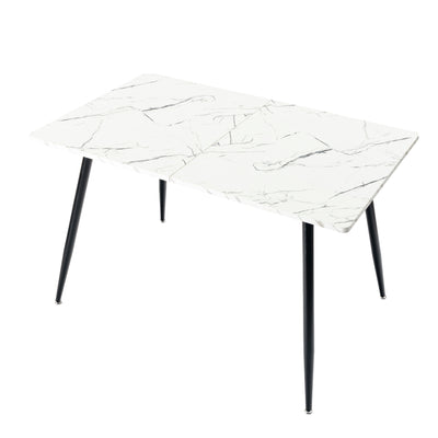 Scandinavian style rectangular white marble effect dining table 120x75cm WHALEN WHITE MARBLE TABLE 120 KD