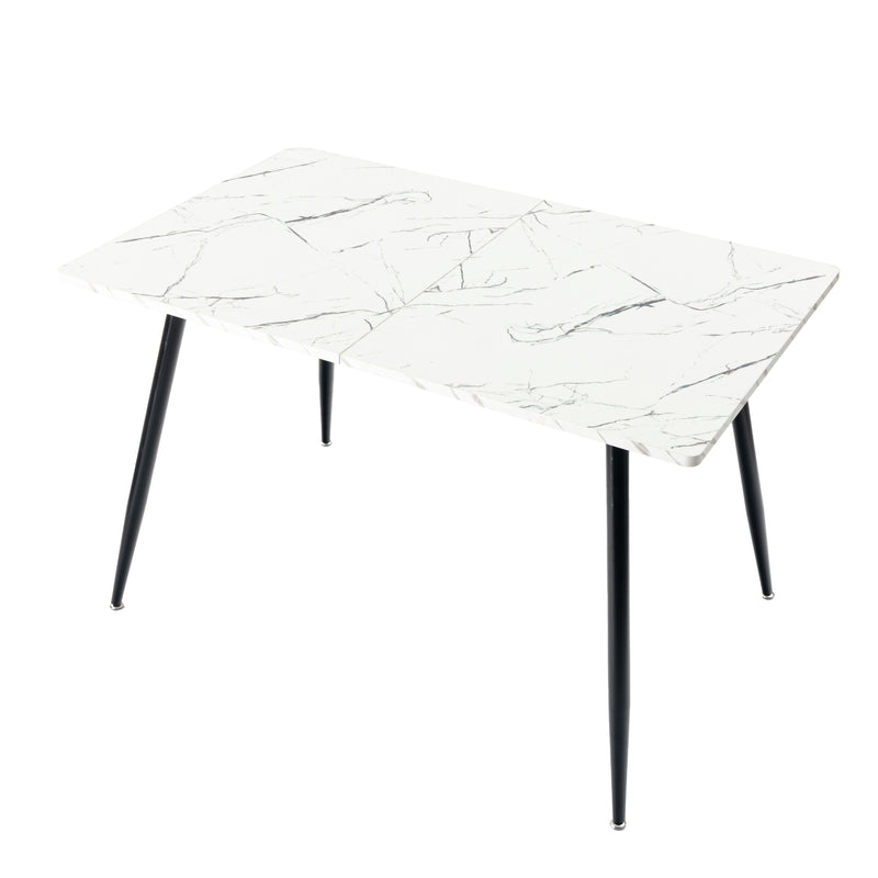 Scandinavian style rectangular white marble effect dining table 120x75cm WHALEN WHITE MARBLE TABLE 120 KD