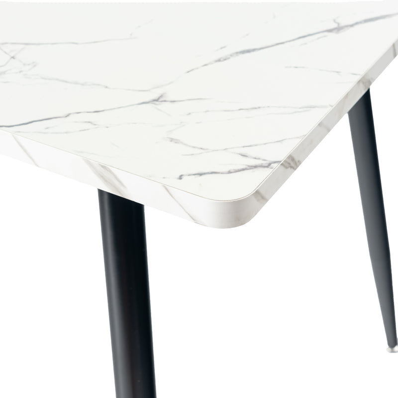 Scandinavian style rectangular white marble effect dining table 120x75cm WHALEN WHITE MARBLE TABLE 120 KD