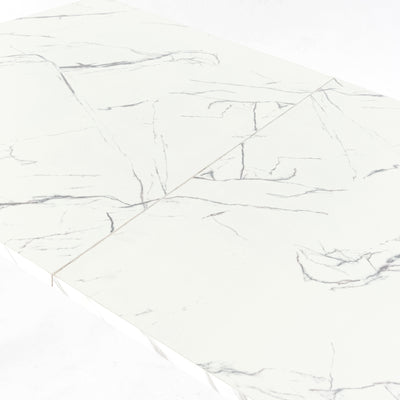 Scandinavian style rectangular white marble effect dining table 120x75cm WHALEN WHITE MARBLE TABLE 120 KD