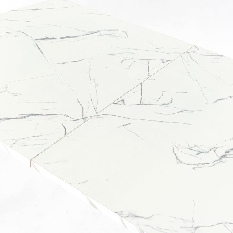 Scandinavian style rectangular white marble effect dining table 120x75cm WHALEN WHITE MARBLE TABLE 120 KD