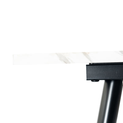 Scandinavian style rectangular white marble effect dining table 120x75cm WHALEN WHITE MARBLE TABLE 120 KD