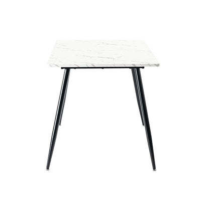 Scandinavian style rectangular white marble effect dining table 120x75cm WHALEN WHITE MARBLE TABLE 120 KD