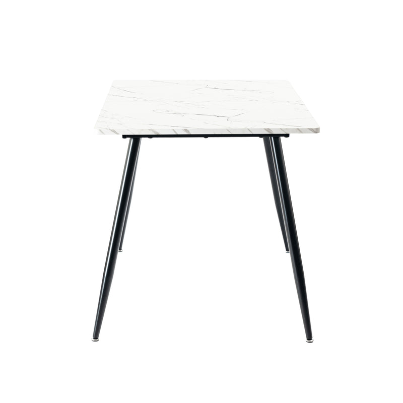 Scandinavian style rectangular white marble effect dining table 120x75cm WHALEN WHITE MARBLE TABLE 120 KD