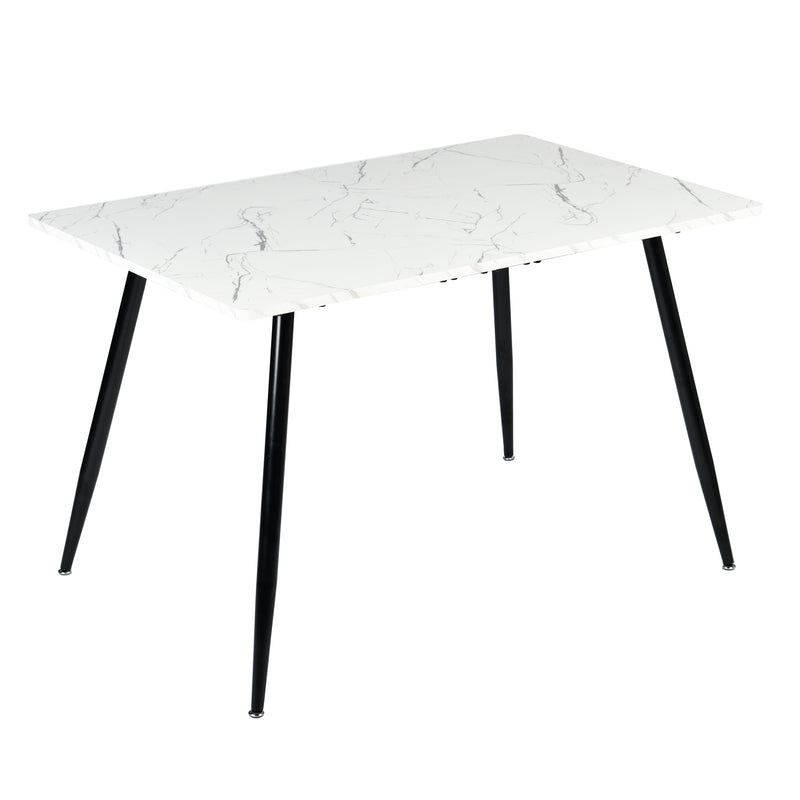 Scandinavian style rectangular white marble effect dining table 120x75cm WHALEN WHITE MARBLE TABLE 120 KD