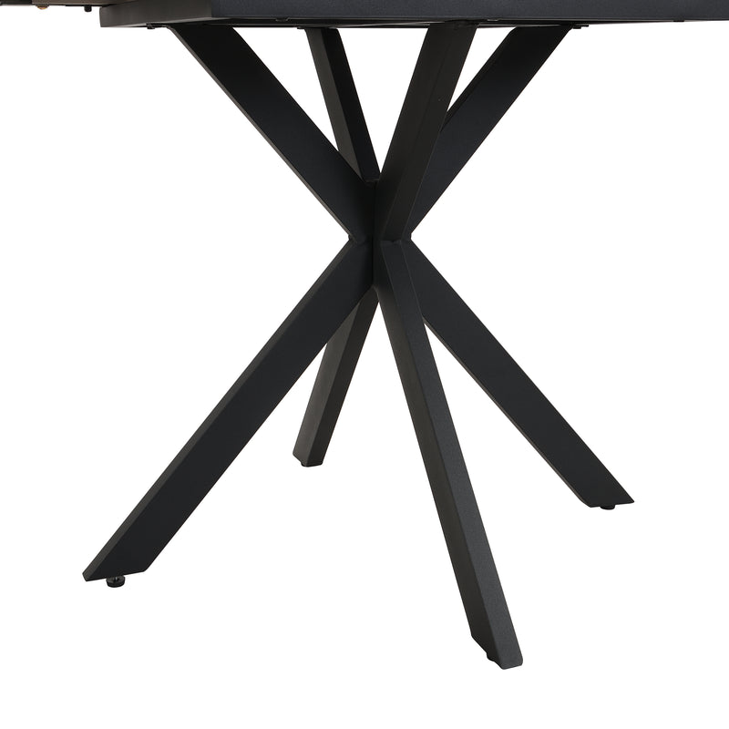 Table de Salle à Manger Extensible Noir et Blanc Effet Marbre avec Piètement Croisé (MDF/Métal) XUCZA