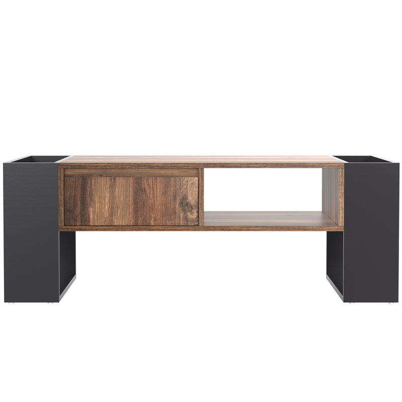 Table Basse Design avec Rangement et Finition Effet Bois & Gris Foncé XUGZOIRS