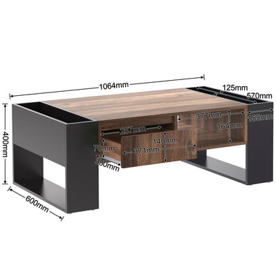 Table Basse Design avec Rangement et Finition Effet Bois & Gris Foncé XUGZOIRS