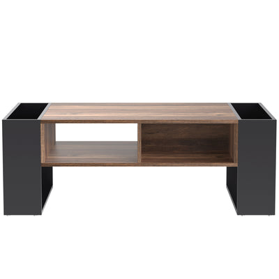 Table Basse Design avec Rangement et Finition Effet Bois & Gris Foncé XUGZOIRS