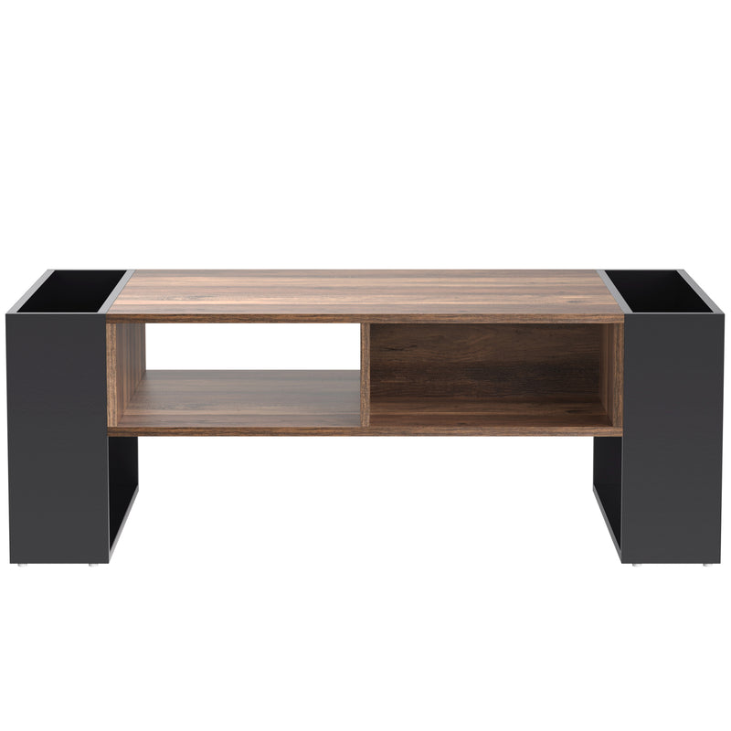 Table Basse Design avec Rangement et Finition Effet Bois & Gris Foncé XUGZOIRS