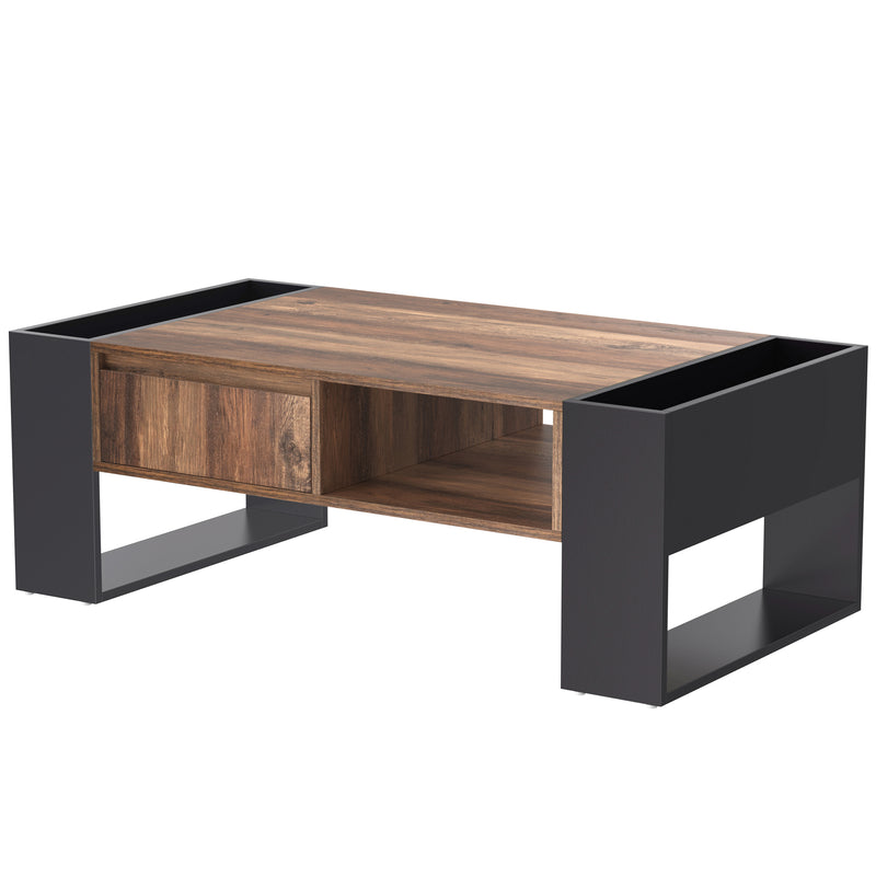 Table Basse Design avec Rangement et Finition Effet Bois & Gris Foncé XUGZOIRS