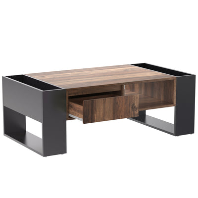 Table Basse Design avec Rangement et Finition Effet Bois & Gris Foncé XUGZOIRS