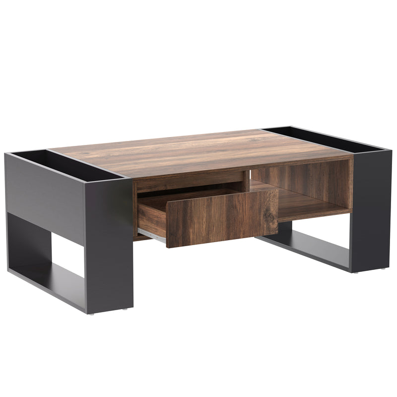Table Basse Design avec Rangement et Finition Effet Bois & Gris Foncé XUGZOIRS