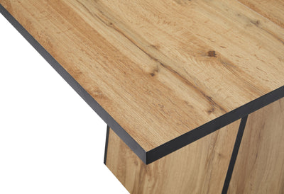Table de Salle à Manger Rectangulaire Marron Clair Effet Bois avec Piètement Élégant (138. YANIS