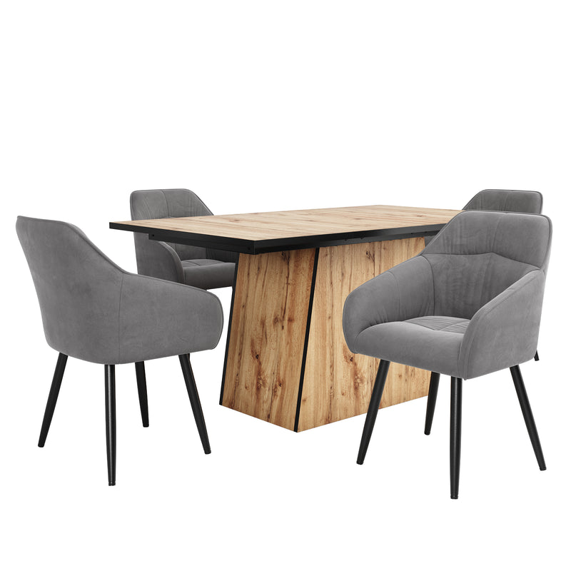 Table de Salle à Manger Rectangulaire Marron Clair Effet Bois avec Piètement Élégant (138. YANIS