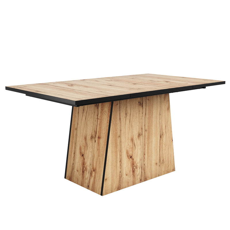 Table de Salle à Manger Rectangulaire Marron Clair Effet Bois avec Piètement Élégant (138. YANIS